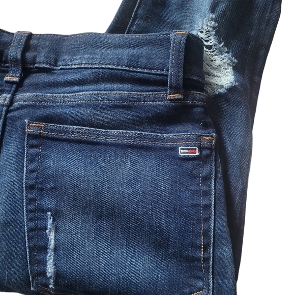 Tommy Hilfiger High Rise Dark Wash Distressed Jeans Sz. 28 - Picture 5 of 7